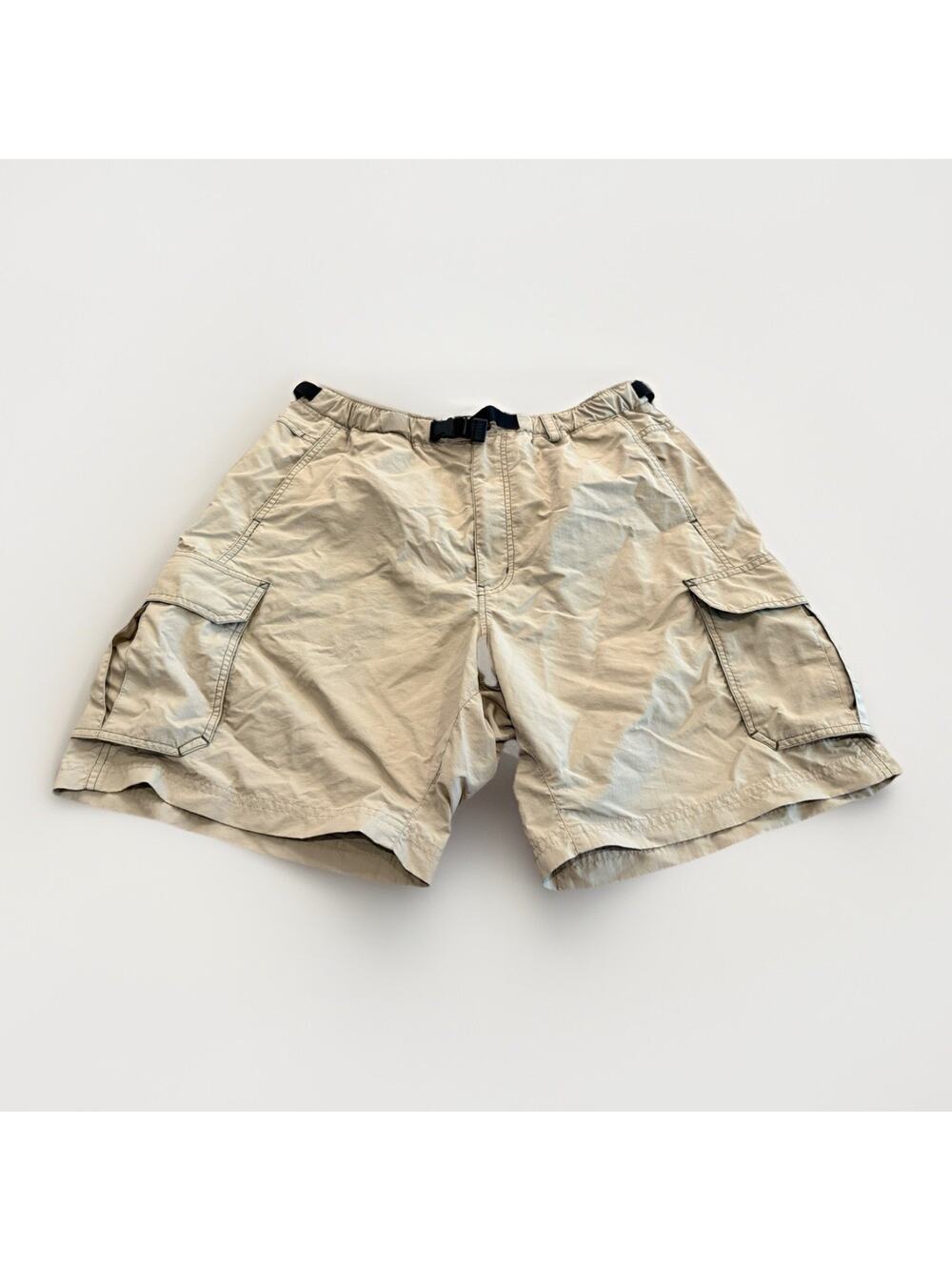 REI Mens Beige Cargo Belted UPF 50 Nylon Hiking Outdoors Shorts Size L Large